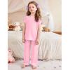 Arshiner Pajamas for Girls Short Sleeve Long Pants Pjs Cute Soft Sleepwear Lounge Sets(Pink)