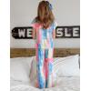 Arshiner Pajamas for Girls Short Sleeve Long Pants Pjs Cute Soft Sleepwear Lounge Sets(Pink Blue Tie Dye)