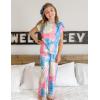 Arshiner Pajamas for Girls Short Sleeve Long Pants Pjs Cute Soft Sleepwear Lounge Sets(Pink Blue Tie Dye)