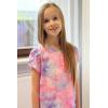 Arshiner Pajamas for Girls Short Sleeve Long Pants Pjs Cute Soft Sleepwear Lounge Sets(Pink Purple Tie Dye)