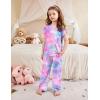 Arshiner Pajamas for Girls Short Sleeve Long Pants Pjs Cute Soft Sleepwear Lounge Sets(Pink Purple Tie Dye)