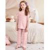 Arshiner Pajamas for Girls Short Sleeve Long Pants Pjs Cute Soft Sleepwear Lounge Sets(Pink Stripe)