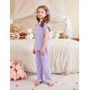 Arshiner Pajamas for Girls Short Sleeve Long Pants Pjs Cute Soft Sleepwear Lounge Sets(Purple)