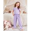 Arshiner Pajamas for Girls Short Sleeve Long Pants Pjs Cute Soft Sleepwear Lounge Sets(Purple)