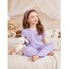 Arshiner Pajamas for Girls Short Sleeve Long Pants Pjs Cute Soft Sleepwear Lounge Sets(Purple)
