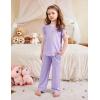 Arshiner Pajamas for Girls Short Sleeve Long Pants Pjs Cute Soft Sleepwear Lounge Sets(Purple)