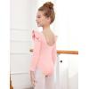 Arshiner Ruffle Long Sleeve Leotard for Girls Ballet Leotards Low Back Gymnastic Dance Outfits for Toddler(Ballet Pink)