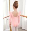 Arshiner Ruffle Long Sleeve Leotard for Girls Ballet Leotards Low Back Gymnastic Dance Outfits for Toddler(Ballet Pink)