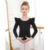 Arshiner Ruffle Long Sleeve Leotard for Girls Ballet Leotards Low Back Gymnastic Dance Outfits for Toddler(Black)