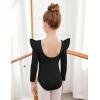 Arshiner Ruffle Long Sleeve Leotard for Girls Ballet Leotards Low Back Gymnastic Dance Outfits for Toddler(Black)
