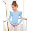 Arshiner Ruffle Long Sleeve Leotard for Girls Ballet Leotards Low Back Gymnastic Dance Outfits for Toddler(Blue)
