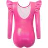 Arshiner Ruffle Long Sleeve Leotard for Girls Ballet Leotards Low Back Gymnastic Dance Outfits for Toddler(Hot Pink)