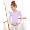 Arshiner Ruffle Long Sleeve Leotard for Girls Ballet Leotards Low Back Gymnastic Dance Outfits for Toddler(Purple)
