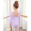 Arshiner Ruffle Long Sleeve Leotard for Girls Ballet Leotards Low Back Gymnastic Dance Outfits for Toddler(Purple)