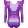 Arshiner Ruffle Long Sleeve Leotard for Girls Ballet Leotards Low Back Gymnastic Dance Outfits for Toddler(Sparkly Purple)