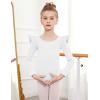 Arshiner Ruffle Long Sleeve Leotard for Girls Ballet Leotards Low Back Gymnastic Dance Outfits for Toddler(White)