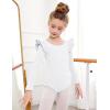 Arshiner Ruffle Long Sleeve Leotard for Girls Ballet Leotards Low Back Gymnastic Dance Outfits for Toddler(White)