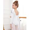 Arshiner Ruffle Long Sleeve Leotard for Girls Ballet Leotards Low Back Gymnastic Dance Outfits for Toddler(White)