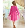Arshiner Toddler Christmas Dress Girls Sequin Tulle Puff Long Sleeves Tutu Dress Princess Birthday Party Clothes 1-6T(Deep Pink – Solid Tulle)