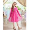 Arshiner Toddler Christmas Dress Girls Sequin Tulle Puff Long Sleeves Tutu Dress Princess Birthday Party Clothes 1-6T(Deep Pink – Solid Tulle)