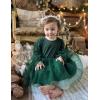 Arshiner Toddler Christmas Dress Girls Sequin Tulle Puff Long Sleeves Tutu Dress Princess Birthday Party Clothes 1-6T(Green – Solid Tulle)