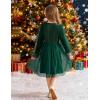 Arshiner Toddler Christmas Dress Girls Sequin Tulle Puff Long Sleeves Tutu Dress Princess Birthday Party Clothes 1-6T(Green – Solid Tulle)
