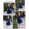 Arshiner Toddler Christmas Dress Girls Sequin Tulle Puff Long Sleeves Tutu Dress Princess Birthday Party Clothes 1-6T(Navy Blue – Solid Tulle)