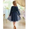 Arshiner Toddler Christmas Dress Girls Sequin Tulle Puff Long Sleeves Tutu Dress Princess Birthday Party Clothes 1-6T(Navy Blue – Solid Tulle)