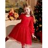 Arshiner Toddler Christmas Dress Girls Sequin Tulle Puff Long Sleeves Tutu Dress Princess Birthday Party Clothes 1-6T(Red – Glitter Tulle)