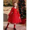 Arshiner Toddler Christmas Dress Girls Sequin Tulle Puff Long Sleeves Tutu Dress Princess Birthday Party Clothes 1-6T(Red – Glitter Tulle)