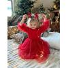 Arshiner Toddler Christmas Dress Girls Sequin Tulle Puff Long Sleeves Tutu Dress Princess Birthday Party Clothes 1-6T(Red – Glitter Tulle)