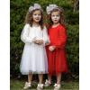 Arshiner Toddler Christmas Dress Girls Sequin Tulle Puff Long Sleeves Tutu Dress Princess Birthday Party Clothes 1-6T(White – Glitter Tulle)