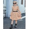 Arshiner Toddler Fall Winter Sweater Dress Ruffle Long Sleeve Ribbed Knit Button Down Casual Dresses with Pockets(Beige)