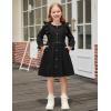 Arshiner Toddler Fall Winter Sweater Dress Ruffle Long Sleeve Ribbed Knit Button Down Casual Dresses with Pockets(Black)