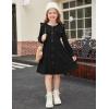 Arshiner Toddler Fall Winter Sweater Dress Ruffle Long Sleeve Ribbed Knit Button Down Casual Dresses with Pockets(Black)