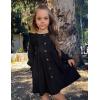 Arshiner Toddler Fall Winter Sweater Dress Ruffle Long Sleeve Ribbed Knit Button Down Casual Dresses with Pockets(Black)
