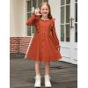 Arshiner Toddler Fall Winter Sweater Dress Ruffle Long Sleeve Ribbed Knit Button Down Casual Dresses with Pockets(Brown)