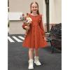 Arshiner Toddler Fall Winter Sweater Dress Ruffle Long Sleeve Ribbed Knit Button Down Casual Dresses with Pockets(Brown)