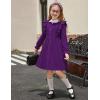 Arshiner Toddler Fall Winter Sweater Dress Ruffle Long Sleeve Ribbed Knit Button Down Casual Dresses with Pockets(Dark Purple)
