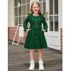 Arshiner Toddler Fall Winter Sweater Dress Ruffle Long Sleeve Ribbed Knit Button Down Casual Dresses with Pockets(Green)