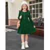 Arshiner Toddler Fall Winter Sweater Dress Ruffle Long Sleeve Ribbed Knit Button Down Casual Dresses with Pockets(Green)