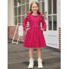 Arshiner Toddler Fall Winter Sweater Dress Ruffle Long Sleeve Ribbed Knit Button Down Casual Dresses with Pockets(Hot Pink)