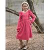 Arshiner Toddler Fall Winter Sweater Dress Ruffle Long Sleeve Ribbed Knit Button Down Casual Dresses with Pockets(Hot Pink)