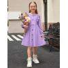 Arshiner Toddler Fall Winter Sweater Dress Ruffle Long Sleeve Ribbed Knit Button Down Casual Dresses with Pockets(Lavender)
