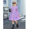 Arshiner Toddler Fall Winter Sweater Dress Ruffle Long Sleeve Ribbed Knit Button Down Casual Dresses with Pockets(Lavender)