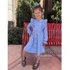 Arshiner Toddler Fall Winter Sweater Dress Ruffle Long Sleeve Ribbed Knit Button Down Casual Dresses with Pockets(Light Blue)