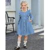 Arshiner Toddler Fall Winter Sweater Dress Ruffle Long Sleeve Ribbed Knit Button Down Casual Dresses with Pockets(Light Blue)