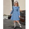 Arshiner Toddler Fall Winter Sweater Dress Ruffle Long Sleeve Ribbed Knit Button Down Casual Dresses with Pockets(Light Blue)