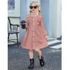 Arshiner Toddler Fall Winter Sweater Dress Ruffle Long Sleeve Ribbed Knit Button Down Casual Dresses with Pockets(Pink)