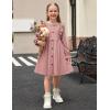Arshiner Toddler Fall Winter Sweater Dress Ruffle Long Sleeve Ribbed Knit Button Down Casual Dresses with Pockets(Pink)
